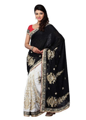 Four seasons brasso saree black white